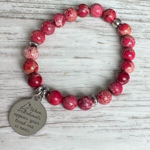 Beaded Bracelet with Silver Cardinal  Charm